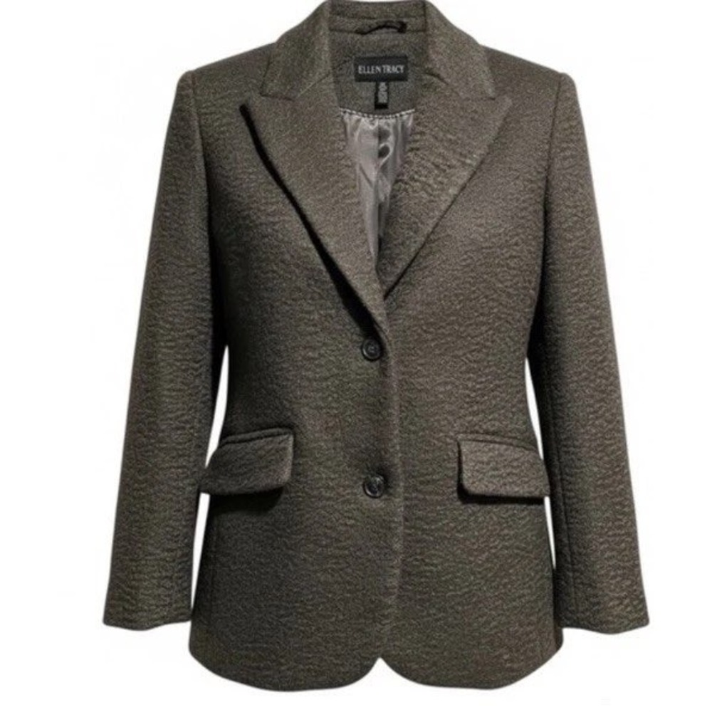 Ellen Tracy Soft Brushed Gray Blazer Coat Sz‎ XL New